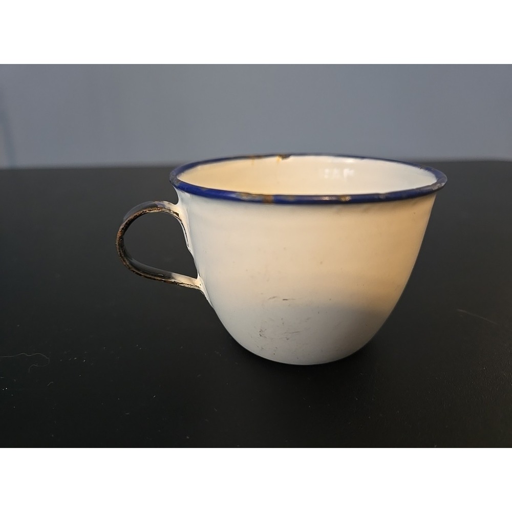 Vintage KER Sweden‎ White Enamelware Cup 7 CM Coffee Cup Small 3" diameter
